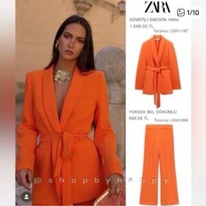 Zara Women's Vibrant Orange Pantsuit